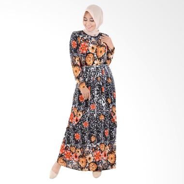 Jfashion Corak Bunga Maxi Long Dress Gamis Muslim - Fatimah Orange