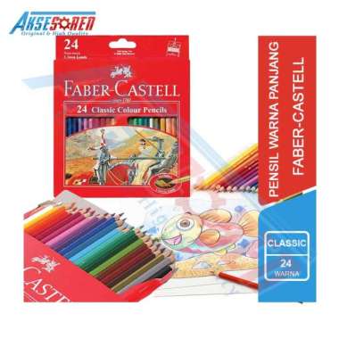 Pensil Warna Panjang Faber Castell [24 Colour] / Alat Tulis Gambar Pencils Classic -