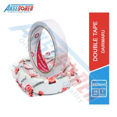 Double Tape Side Daimaru [24 mm/1 pcs] / Lakban Isolasi Selotip Dobel Tip Putih