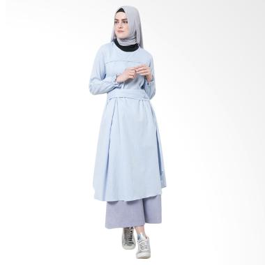 SYAHEERA Mono Tunik Atasan Muslim Wanita - Blue Denim