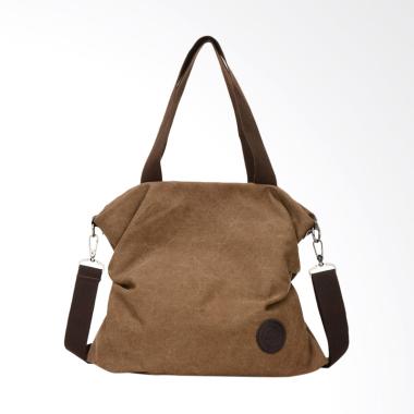 Women Canvas Messenger Beach Shoulder Satchel Bag Tas Wanita - Coffee