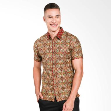 Batik Waskito Slim Fit Kemeja Batik Pria - Red