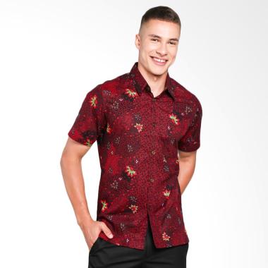 Batik Waskito Slim Fit Kemeja Batik Pria - Red