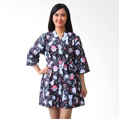 Aily ALY028 Kimono with Belt Setelan Baju Tidur Wanita - Hitam