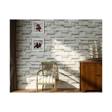 Tokuniku 69142 Non Woven Stereoscopic Retro Bricks Wallpaper 3d Dekorasi Dinding Light Grey 53cmx10m