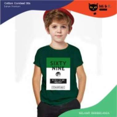 Kaos Anak Distro / Baju Anak Sixtynine Hijau Botol S Hijau Botol