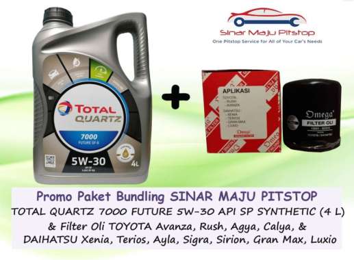 Paket Bundling Oli TOTAL QUARTZ 7000 5W-30 API SP Original 4 Liter & Filter Oli Mobil DAIHATSU AYLA 