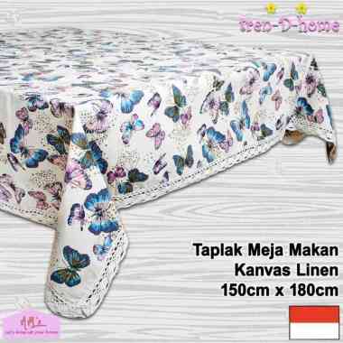Tren-D-home - Taplak meja makan persegi panjang kulkas ruang tamu motif nordic katun linen renda pri