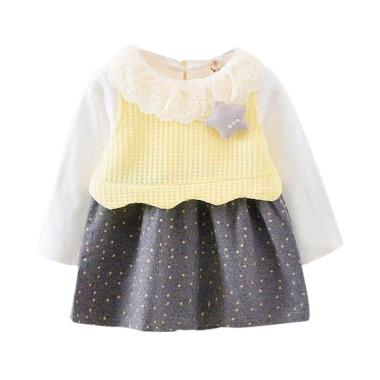 VERINA BABY Star Tangan Panjang Plu ... t Set Dress Anak - Kuning