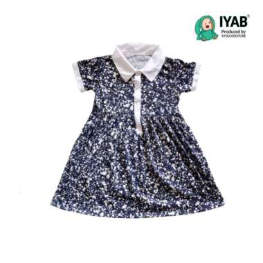 IYAB ELLA Dress Bayi/Anak Perempuan Lengan Pendek Katun Printed Motif Splash Polkadot M Biru