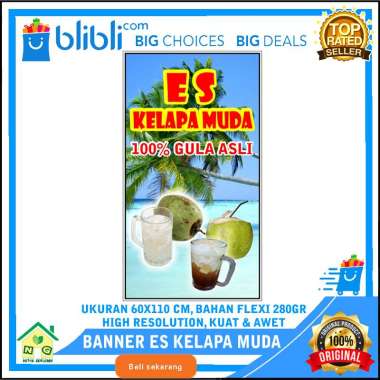 Nasya Gaulcomp Banner Spanduk Bahan Promosi Plang Jualan Es Kelapa Muda Gula Asli Banner