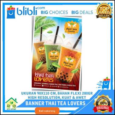 Nasya Gaulcomp Spanduk Banner Poster Plang Promosi Jualan Es Thai Tea Lovers Fresh And Healthy Love 