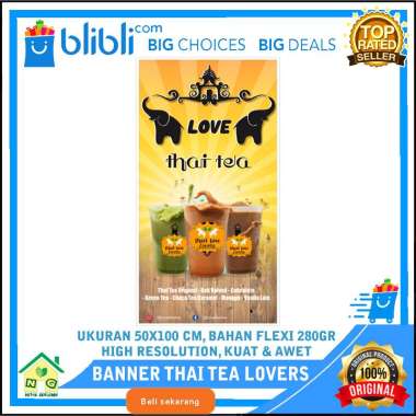 Nasya Gaulcomp Spanduk Banner Poster Plang Promosi Jualan Es Thai Tea Lovers Fresh And Healthy Love 
