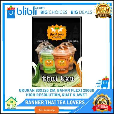 Nasya Gaulcomp Spanduk Banner Poster Plang Promosi Jualan Es Thai Tea Lovers Fresh And Healthy Love 
