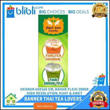 Nasya Gaulcomp Spanduk Banner Poster Plang Promosi Jualan Es Thai Tea Lovers Fresh And Healthy Love 