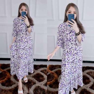 Maxi Dress Zivana Import Bangkok / Dress Bunga Rayon Viscose UNGU