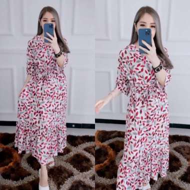 Maxi Dress Zivana Import Bangkok / Dress Bunga Rayon Viscose MERAH