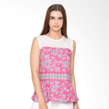 STEPH Peplum Blouse Batik - Pink