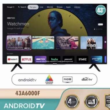HISENSE 43A6000F LED TV -43 INCH SMART ANDROID TV BLUETOOTH GARANSI RESMI 4 TAHUN