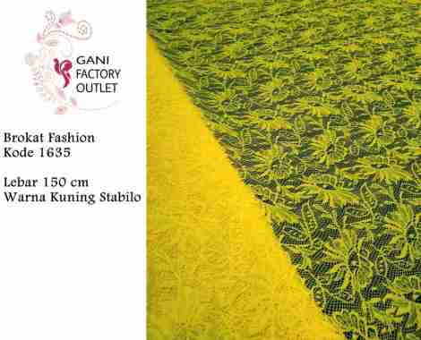 Kain Brokat Fashion Lebar 150 cm Kode 1635 Kuning Stabilo