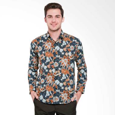 Odza Floral Modern Long Sleeves Batik Pria - Black Blue