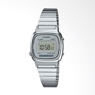 CASIO LA670WA-7DF Digital Illuminator Jam Tangan Wanita - Silver