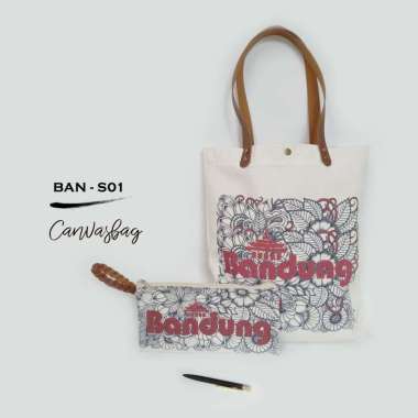 Dewani Tote Bag Set Canvas & Pouch BDG-S01 Tas Kuliah seri Bandung