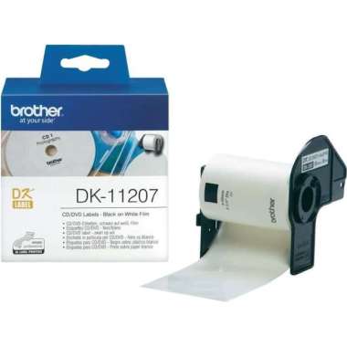Brother Label Tape DK-11207 CD/DVD Film Label Roll 58mm x 58mm 100 Label Black on White - Original