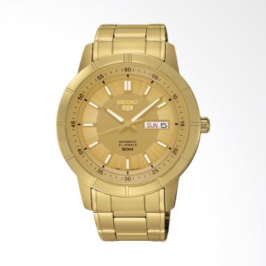 Seiko 5 Automatic Gold Dial PVD Coating Gold Stainless Steel Bracelet Jam Tangan Pria [SNKN62K1] Gol