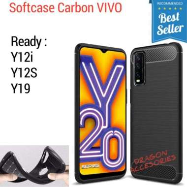 Softcase Y12i Y12S Y19 Vivo Silikon Slim Fit Carbon Fiber Case Casing Shockproof Silicone Cover Y12i