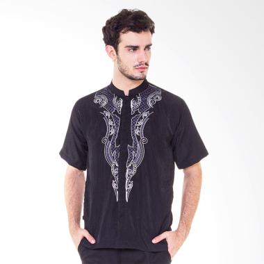 JAVA SEVEN Koko Tangan Pendek Baju Muslim Pria - Hitam [IRF 563]