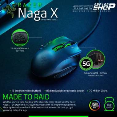 Razer Naga X Ergonomic MMO Gaming Mouse - Gaming Mouse