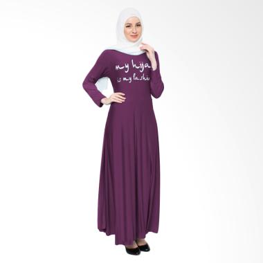 Jfashion Maxi Tangan Panjang Print ... n Long Dress Gamis - Ungu