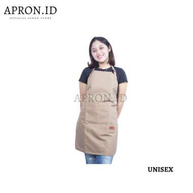 Celemek Apron Waterproof Anti Air Masak Dapur Chef Koki Cafe Coffeshop Waiter waitress Unisex CREAM