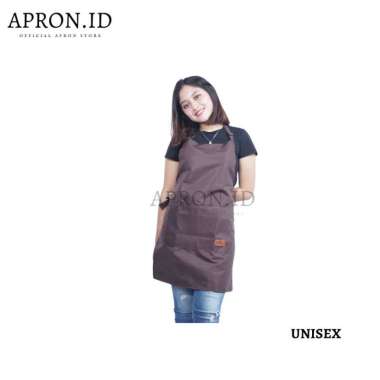 Celemek Apron Waterproof Anti Air Masak Dapur Chef Koki Cafe Coffeshop Waiter waitress Unisex COKLAT