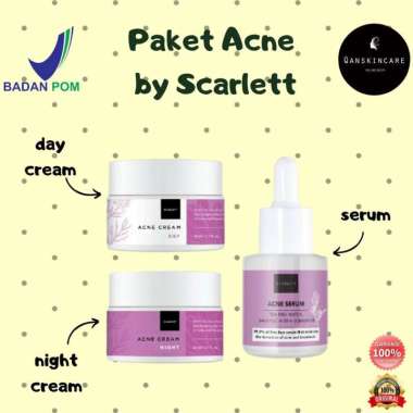SCARLETT WHITENING ACNE 3 IN1 (CREAM SIANG+MALAM+SERUM)