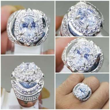 Batu Permata Asli White Safir Ceylon Cincin Perak