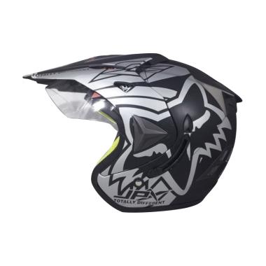 JPX Supermoto Wild Rider Helm Half Face - Black Doff SIlver