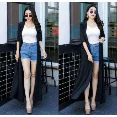 long cardigan hitam - cardigan polos - cardigan panjang rosa