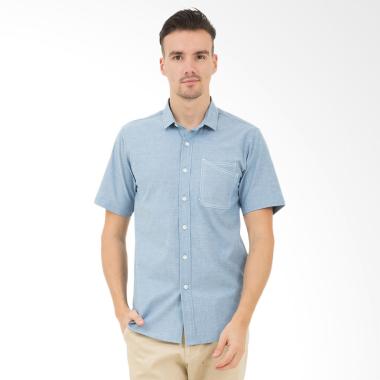 Tendencies Unsync Oxford Kemeja Pendek Pria - Light Blue