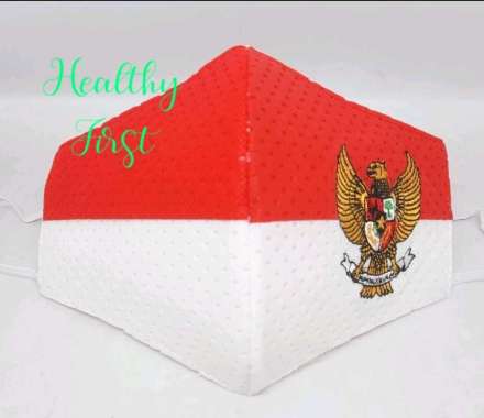 Masker merah bordir garuda merah putih