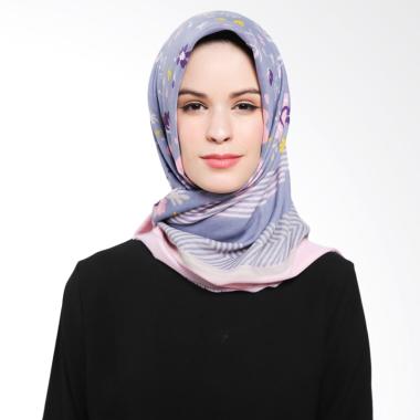 Ansania Saudia 03 Motif Flower Stripe Jilbab Segiempat - Blue