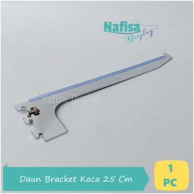 Nafisa Display [1 Pc] Daun Bracket Kaca 25 Cm Siku Braket Penyangga Rak Dinding Perlengkapan Display