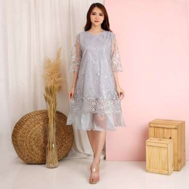 Long Dress Fashion Wanita Terbaru 2021 Model LongDRESS FELICIA BRUKAT TILE BORDIR GLITER MUTIARA PRE