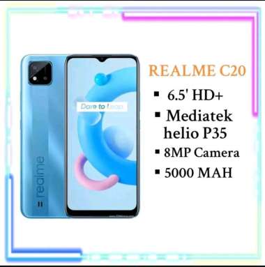 Realme C20 2/32 GB [5000 mAh, 6.5" Large Display, Hellio G35 biru danau