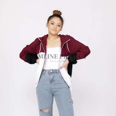 Hemline Project Jaket Parasut Hoodie Wanita - Anais Maroon S-M