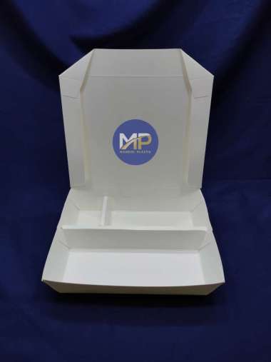 Paper Lunch Box Sekat 3 / Kotak Makan Kertas Sekat 3 -100pcs