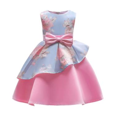 Tong-Tong Mi Printed Flower Dress Anak Perempuan - Pink