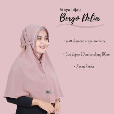 JILBAB INSTAN TALI BERGO LIPIT RENDA KERUDUNG LIPAT BERGO DELIA DIAMOND CREPE MURAH M Silver