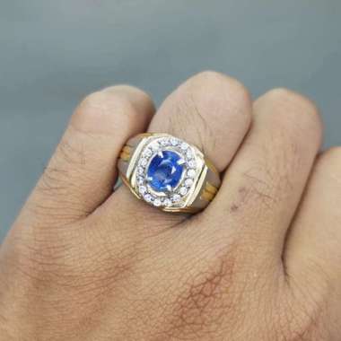 Cincin Batu Permata Natural Blue Safir Srilangka Asli